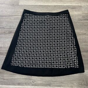 White House Black Market Women's Black/Tan Patterned A-line Career Skirt Size 12